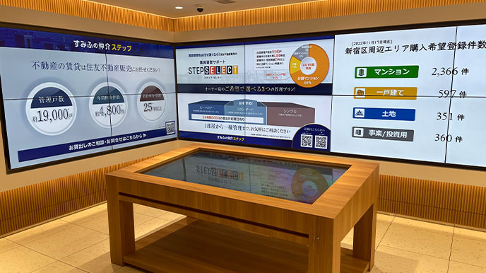 パークスクエア北大阪の店頭パネル＆デジタルサイネージ